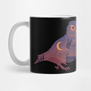 Owl Design with Nature Double Exposure for Animal Lovers Mug